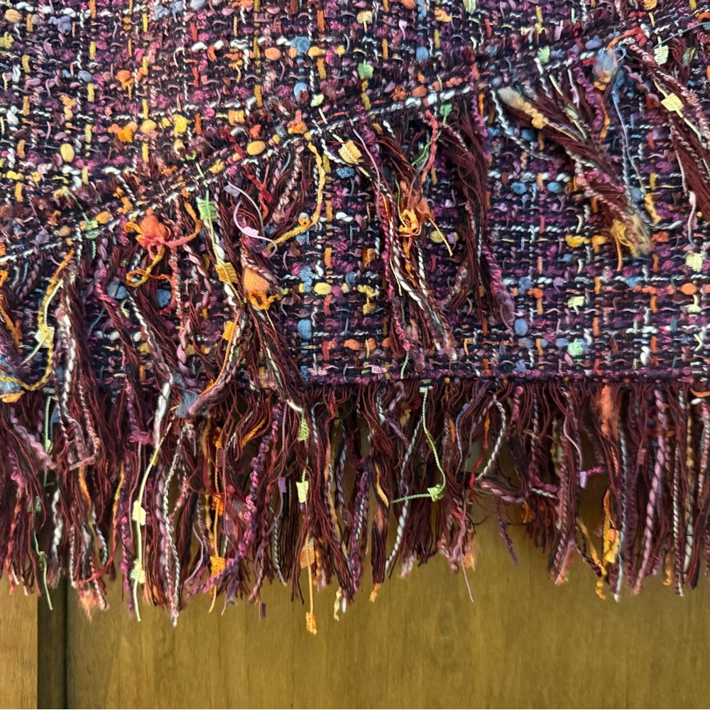 Zara Asymmetrical Tweed Skirt with Fringe - Multicolor - Picture 3 of 6